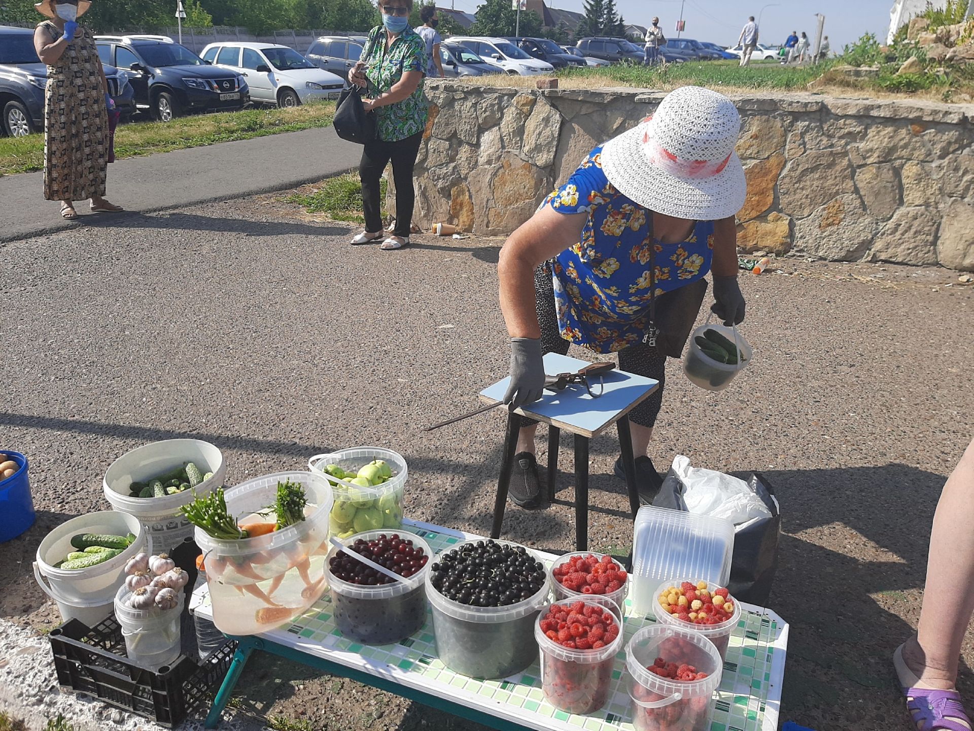 На верхнеуслонском рынке - сезон малины, вишни и молодой картошки с кабачками