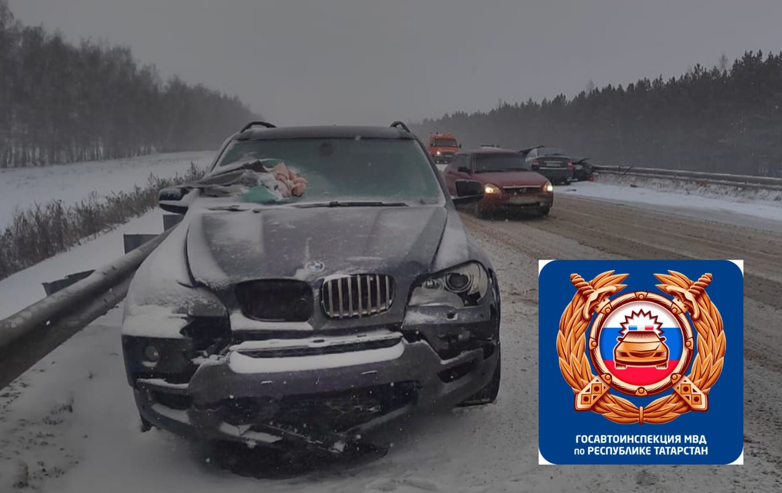 В Верхнеуслонском районе столкнулись три авто, один человек погиб