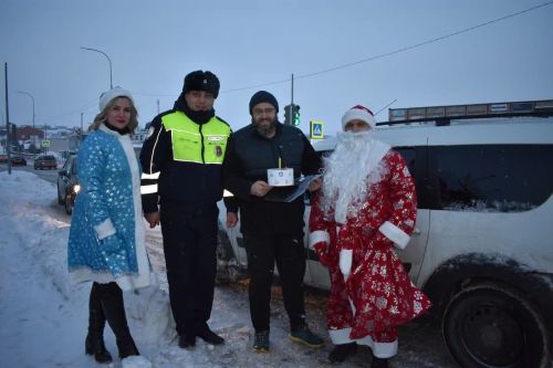 В Верхнем Услоне на дорогу вышел новогодний патруль