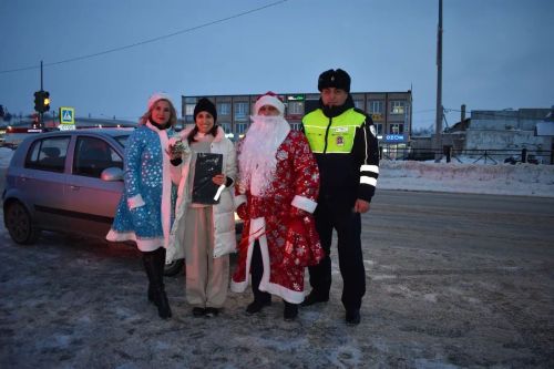 В Верхнем Услоне на дорогу вышел новогодний патруль