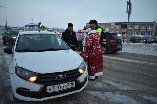 В Верхнем Услоне на дорогу вышел новогодний патруль