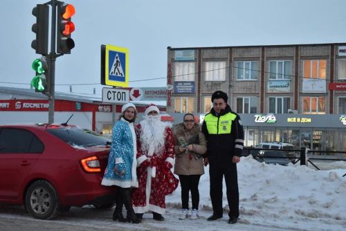 В Верхнем Услоне на дорогу вышел новогодний патруль