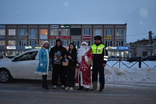 В Верхнем Услоне на дорогу вышел новогодний патруль