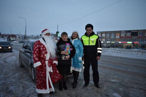 В Верхнем Услоне на дорогу вышел новогодний патруль
