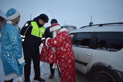В Верхнем Услоне на дорогу вышел новогодний патруль