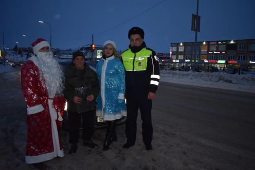 В Верхнем Услоне на дорогу вышел новогодний патруль