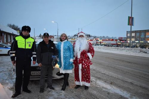 В Верхнем Услоне на дорогу вышел новогодний патруль