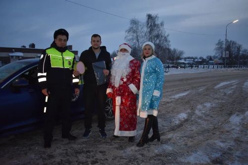 В Верхнем Услоне на дорогу вышел новогодний патруль
