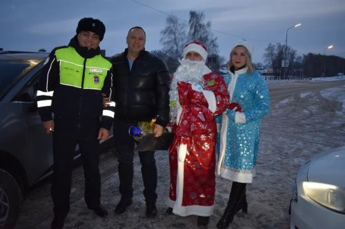 В Верхнем Услоне на дорогу вышел новогодний патруль