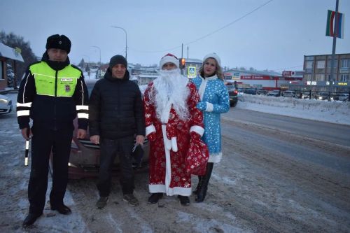 В Верхнем Услоне на дорогу вышел новогодний патруль