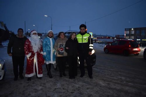 В Верхнем Услоне на дорогу вышел новогодний патруль