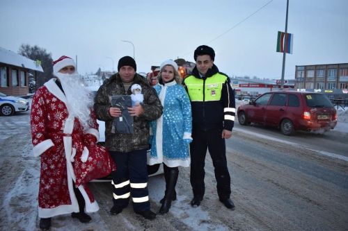 В Верхнем Услоне на дорогу вышел новогодний патруль