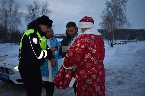 В Верхнем Услоне на дорогу вышел новогодний патруль