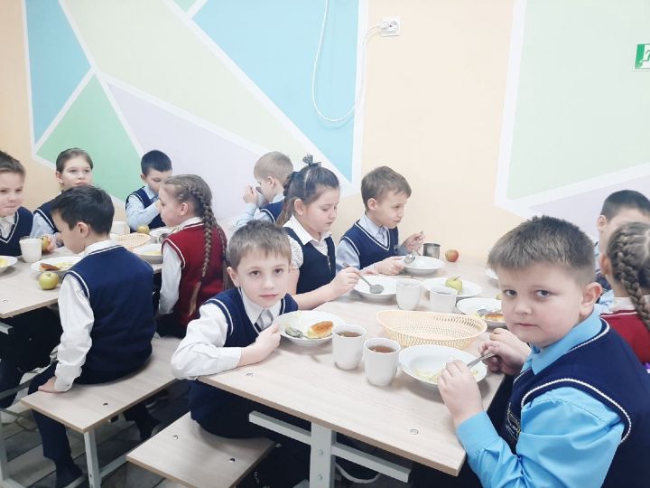 Председатель родительского комитета Верхнеуслонской гимназии пообедала с учениками младших классов