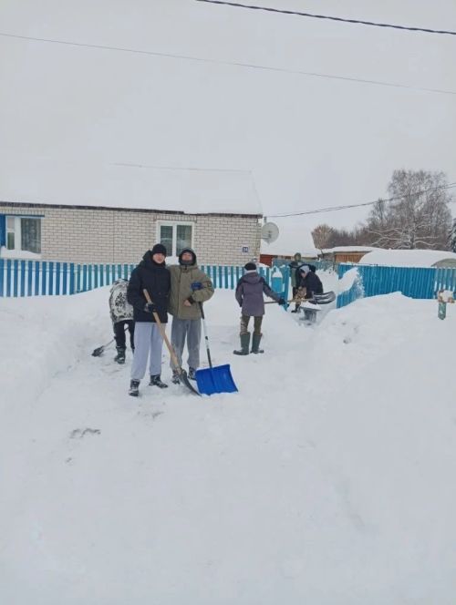 Школьники в Татарско-Бурнашевской школы расчистили дворы для пожилых