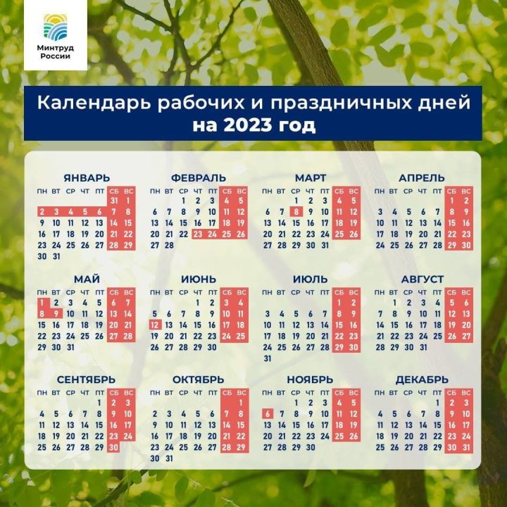 В Минтруда России представили производственный календарь на 2023 год