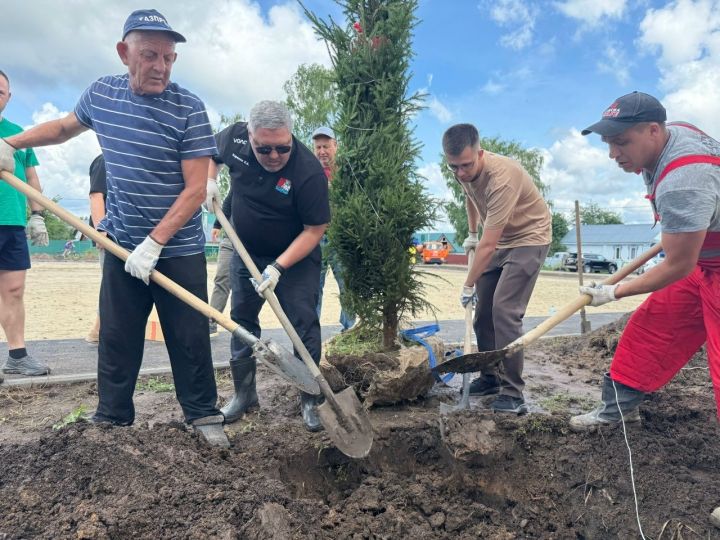 Глава Верхнеуслонского района и местные жители высадили 20 елей